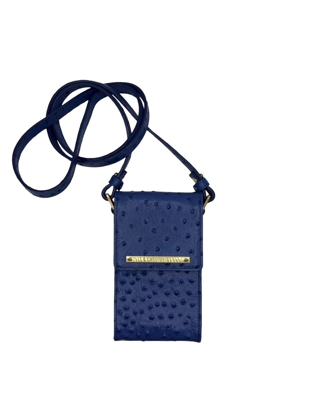Brahmin Blue Ostrich print crossbody bag